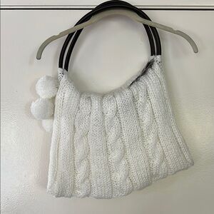 Cozy White Knit Handbag